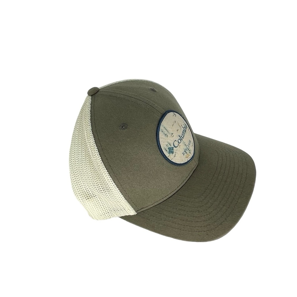 Columbia Unisex L/XL Olive Green Mesh Trucker Hat Flexfit Outdoor Hiking Cap - Picture 3 of 6